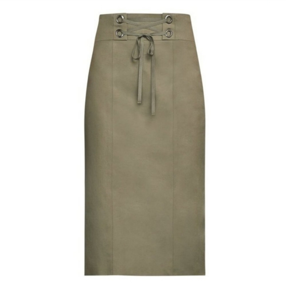 BCBGMaxAzria Dusty Olive Briza Lace-Up Pencil Skirt Size XS